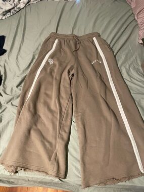 Darc Sport Brown Sweatpants with White Side Stripes (Oversized)